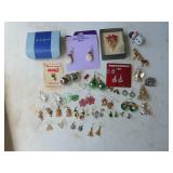 3B2 Large Lot of Christmas Earrings-Brooches-Pins