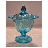 HKH2 Footed Candy Dish-Lid Harvest Light Blue by