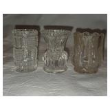 HKA3 THREE Antique Glass Toothpick Holders