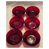 HK1B R1700 Six Royal Ruby Anchor Hocking Bowls