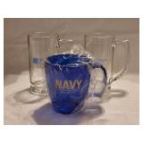 HK12B 2 Nekoosa Credit Union Glass Mugs & NAVY Mug
