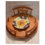 HKB1 12' Wood Lzay Susan & 6 1/4' Ceramic Plate