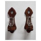 3B1 TWO 15' Wood Sconces w/Glass Candle Holders