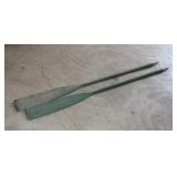 K Pair Green Wooden Oars 78' No Locks NO SHIPPING
