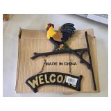 A3-NEW Cast Iron Rooster Welcome Sign