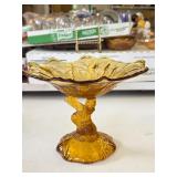 B2 Maple Leaf Amber by L G Wright Glass Compote