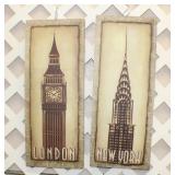 G Pair London & New York Canvas Prints 24x9 1/2'