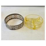 GA1 5' Yellow Depression Glass 3-Section Divided C