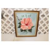 G 16x20' Pink Flower Oil on Canvas - Grinter