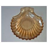 B1-Vintage Marigold Carnival Glass Seashell Trinke