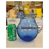 B1 Cobalt Blue Blown Glass Pitcher