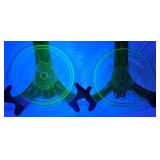 2E3 Uranium Tendril Green US Glass Luncheon Plates