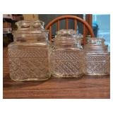 HB4 THREE Anchor Hocking Wexford Clear Canisters &