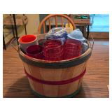 HG2 Bushel Basket of Plastic Ware & 2 John Deere C