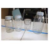 2E3 4 Vintage Clear Drey Canning Jars