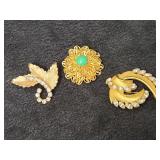 3 VTG Brooches w/Rhinestones