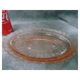 VTG Pink Depression Glass 11' Oval Platter,