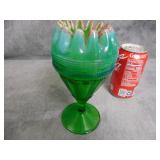 VTG Victorian Opalescent Green  w/ Red Frit