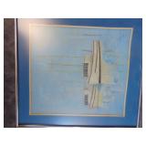 VTG Framed Art - Pastel Painting of Fishing Boats