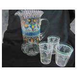 VTG Crystal Lemonade Set, note crack in 1 glass