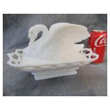 VTG Westmoreland Swan Milk Glass Covered Dish