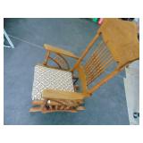 Antique Oak Glider with Upholstered Seat, Pressed