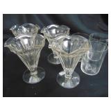 VTG Footed Tulip Sundae Glasses, and sm Tumblers