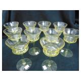 VTG yellow Fluted Tall Sherberts / Wine Glasses
