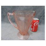 VTG 32oz Pink Depression Pitcher, 'Poinsettia'