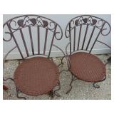 Two Metal Chairs with Woven Seats