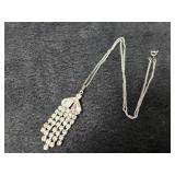 VTG Rhinestone Drop on Sterling Chain, 2.3g