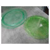 VTG Green Depression Glass Cake Plate