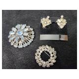 VTG Blue Brooch on Rhodium, Sterling Rhinestone