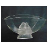 VTG Verlys Frosted Love Birds Signed Vase