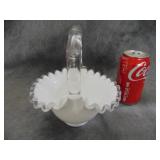 VTG Fenton Silver Crest Glass Basket, 7' no flaws