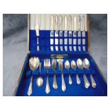 VTG Silver plate Flatware Set in Case for 8