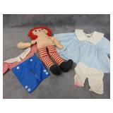 VTG Raggedy Ann Doll and Clothes