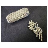 VTG Rhinestone Bracelet and Brooch