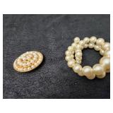 VTG Corocraft Pearl Brooch & Pearl Bracelet