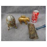 VTG Decorative Egg, Elephant Bank & Crumb Brush