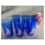 Antique Hazel Atlas Cobalt 'Sailboat' Tumblers