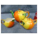 VTG Apple Teapot, Cream & Sugar, Japan