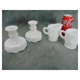 VTG Westmoreland Candle Holders, Cream & Sugar