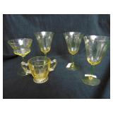 5 VTG Gold Stemware and Sugar Bowl