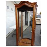 Wood, Mirror and Glass Curio Cabinet. No front,