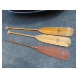 Three Wood Canoe Paddles