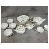 VTG Noritake 5540 Teal Bamboo Luncheon Snack Set &