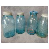 Large Blue VTG Ball Canning Jars, 1/2 Gal. w/Lids