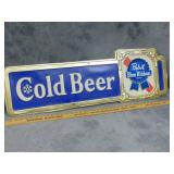Pabst Blue Ribbon Cold Beer Wall Sign, two chipped