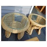 Two Glass Topped End Tables